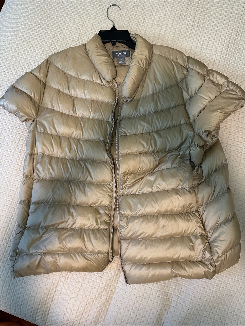 Martha Stewart Short Sleeve Puffer Vest in Light Taupe